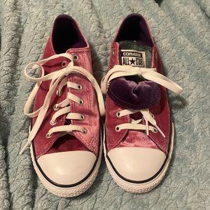 Converse Velvet Low Top Sneakers - Size 8 - Pink, Purple, Green